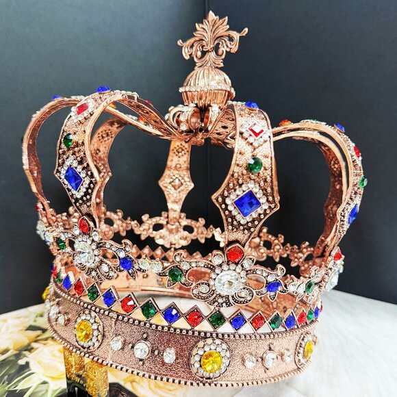 Holy coronation crown. Statement crown, Luxury handmade crown, Cooper crown, XXL - Picture 2 of 10